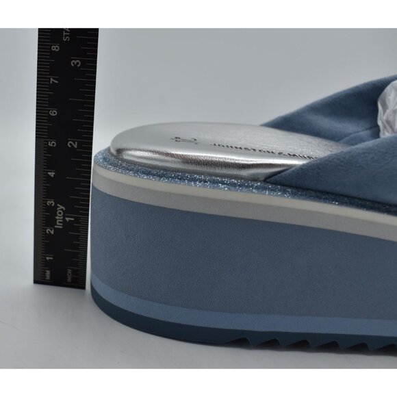 Johnston & Murphy Women Size 8.5 Grace Cross Band Slate Blue Suede Slide Sandals - Picture 13 of 14